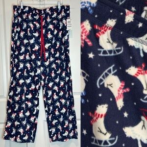 NWT Charter Club Navy Blue Polar Bear Sled Fleece Pajama Lounge Pants XXL